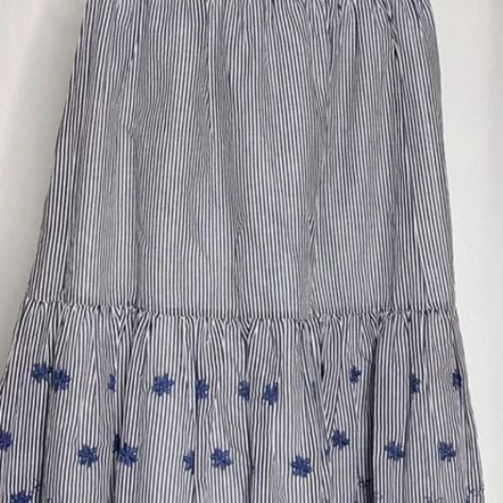 English Factory Blue Stripe Eyelet Midi Skirt — Size S - Picture 2 of 6